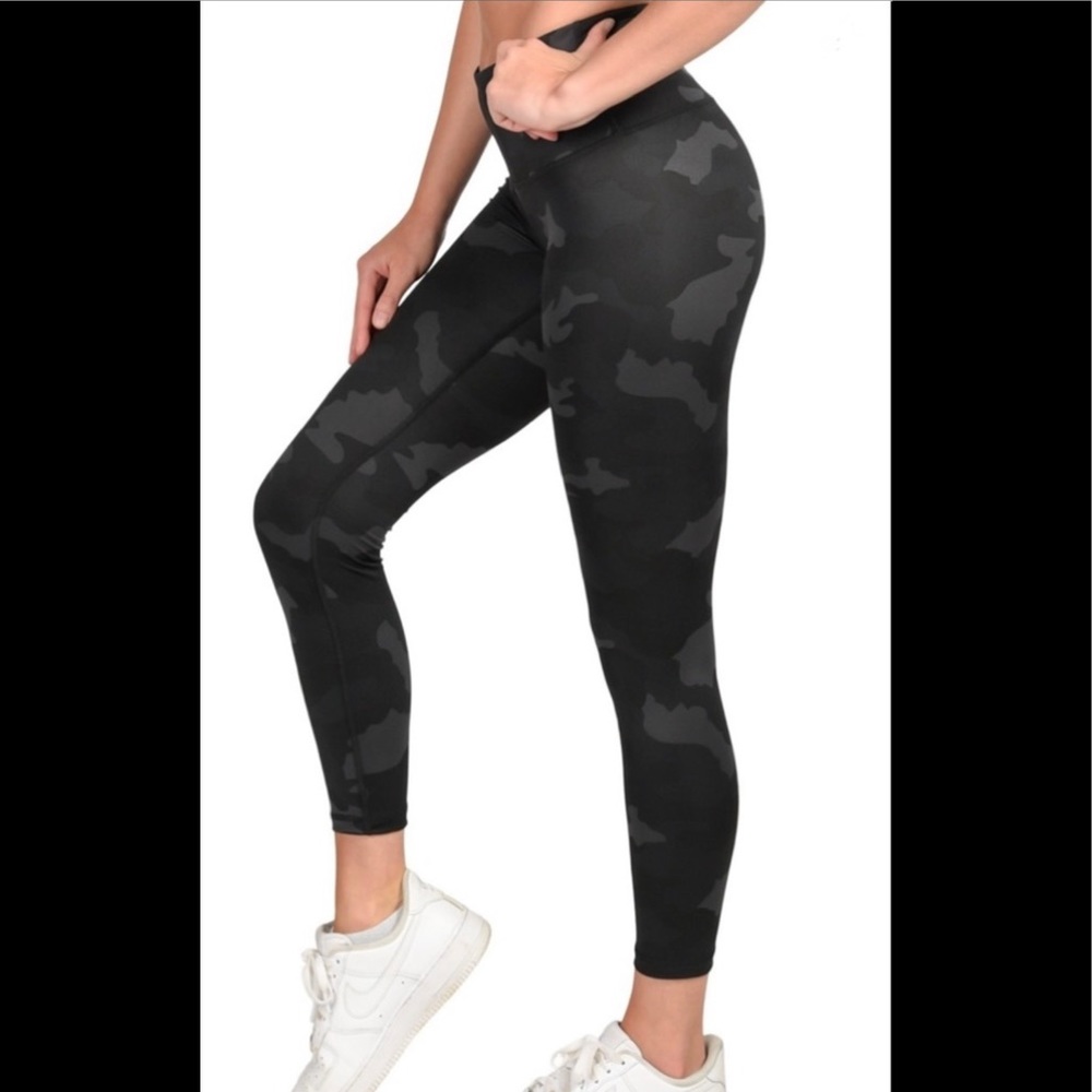 Nicole Miller Leggings High Waist Black Gray Camouflage Women’s Size Medium